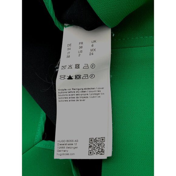 Hugo Boss Vosanna Green Pencil Skirt Navy Piping Details Pockets Back Zip Sz 2 - Picture 6 of 8